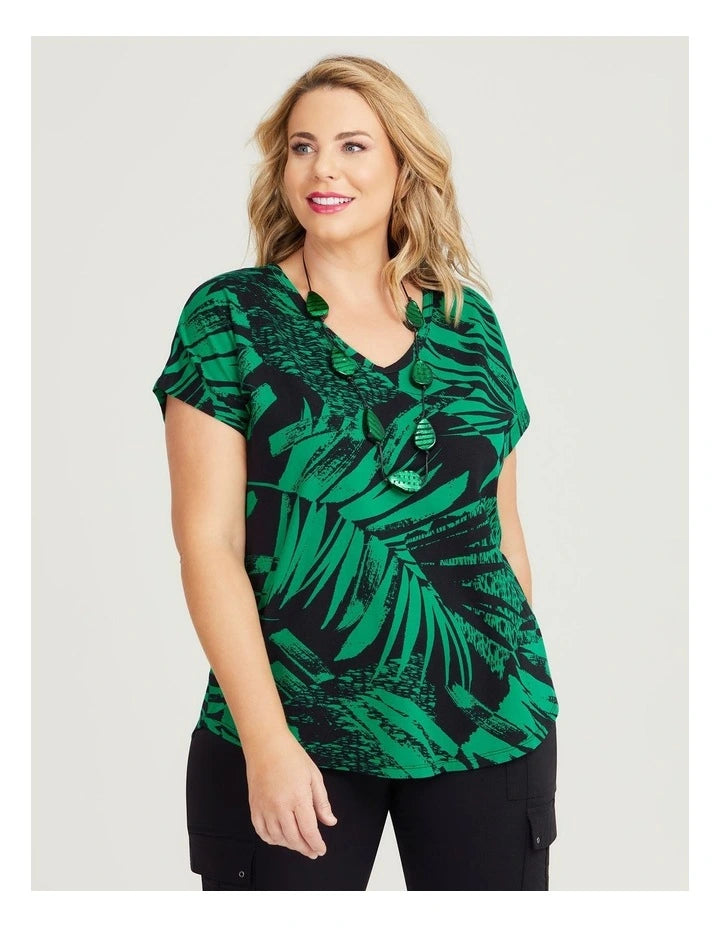 Rafaella Cotton Abstract Leaf Top Shirt
