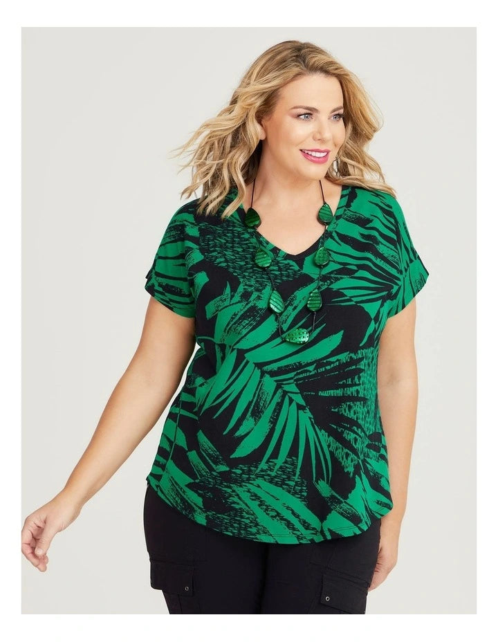 Rafaella Cotton Abstract Leaf Top Shirt