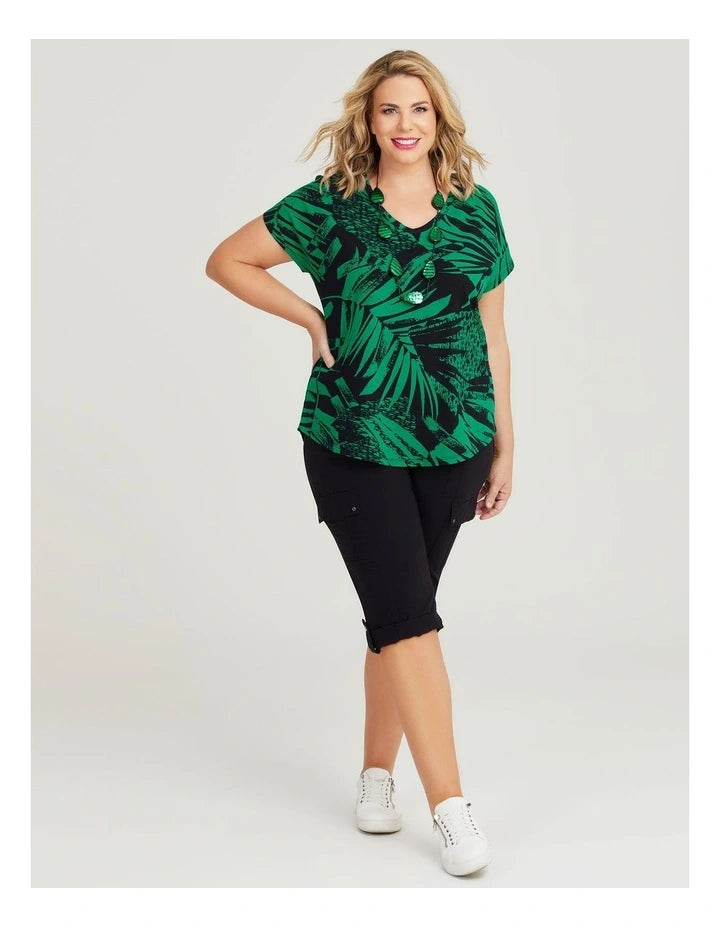 Rafaella Cotton Abstract Leaf Top Shirt
