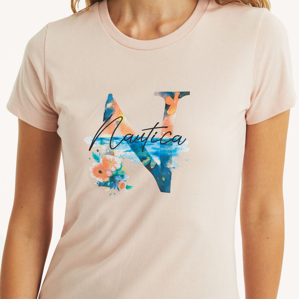 Náutica-foil floral logo graphic t-shirt