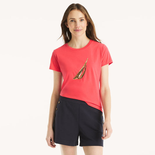 Náutica-sequin gradient graphic t-shirt