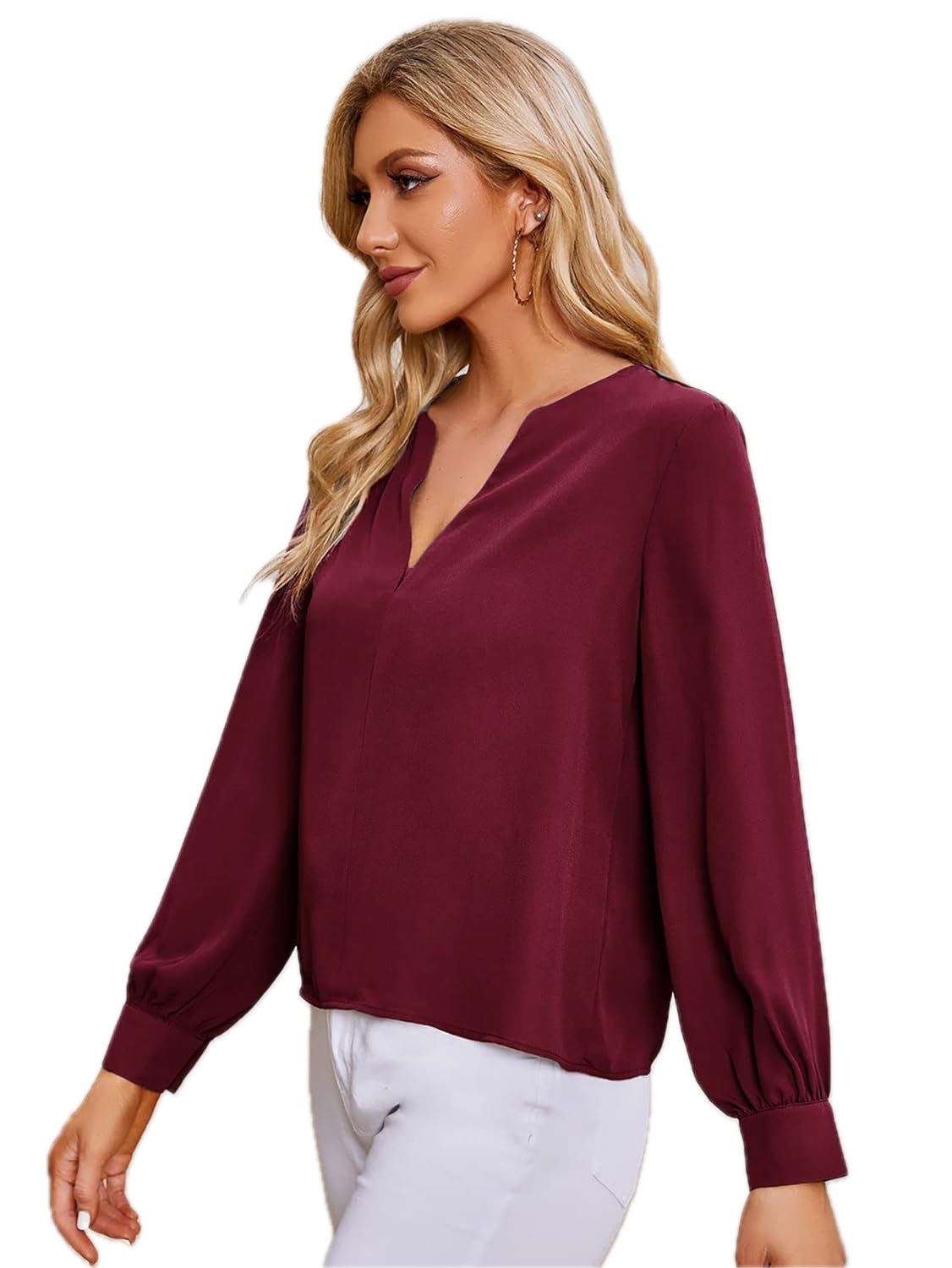 Lush Women for Blouse Plus Neck Roll Tab Sleeve Blouse