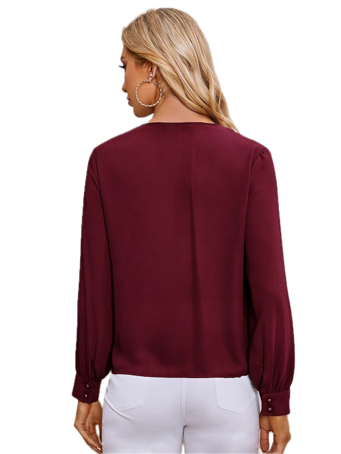 Lush Women for Blouse Plus Neck Roll Tab Sleeve Blouse