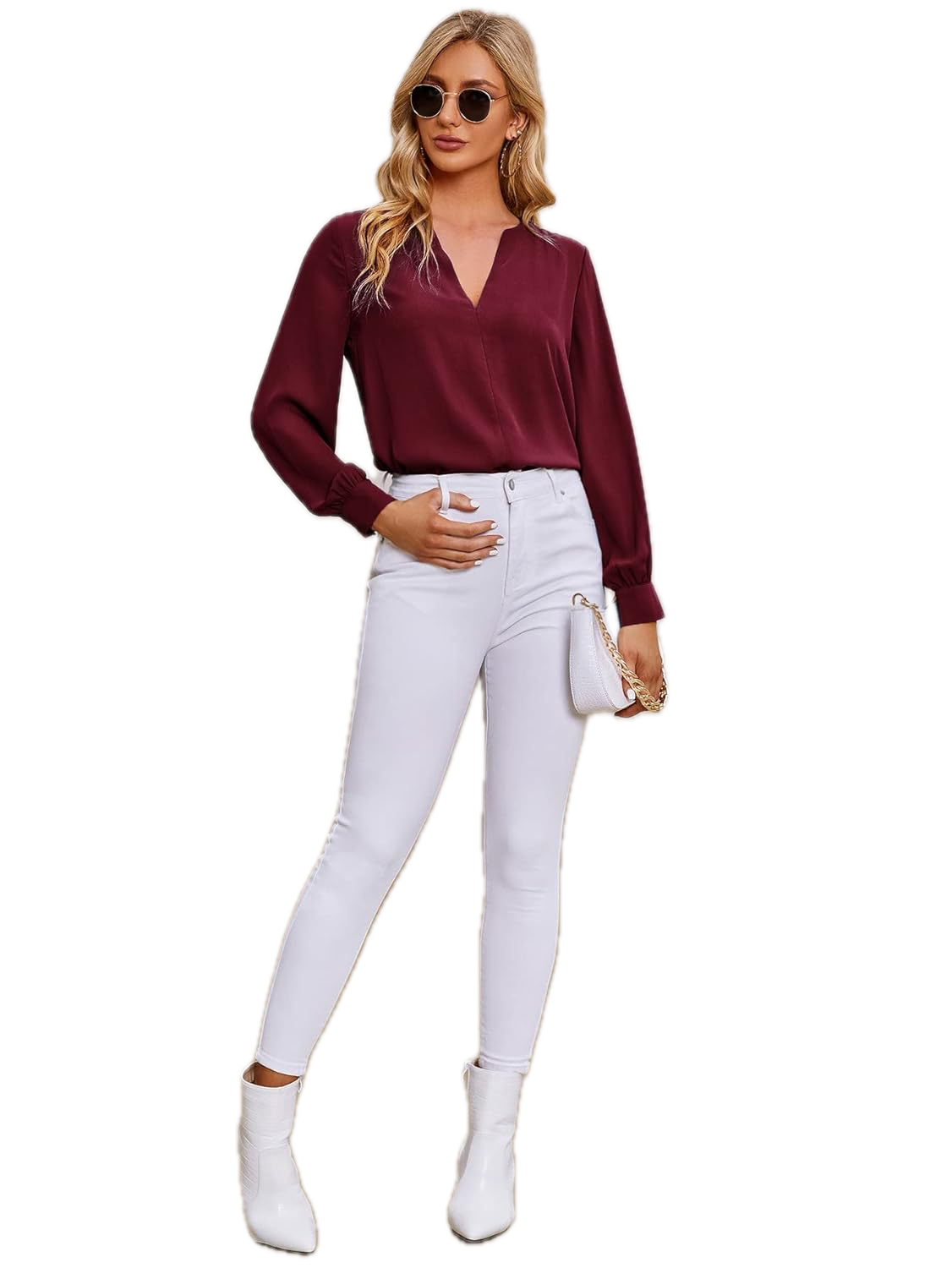 Lush Women for Blouse Plus Neck Roll Tab Sleeve Blouse