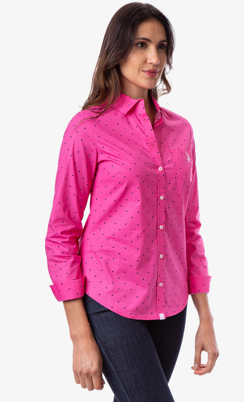U.S Polo Assn Dot Poplin Long Sleeve Shirt