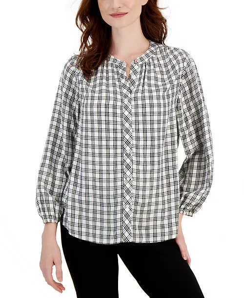 Tommy Hilfiger Women's Plaid Button-Down Poet Shirt
