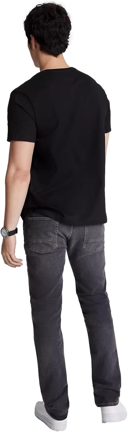 Tommy Hilfiger -Camiseta de cuello redondo bordada con bandera de ajuste regular para hombre, color negro, Negro