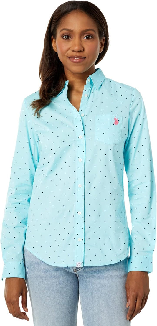 U.S Polo Assn Dot Poplin Long Sleeve Shirt