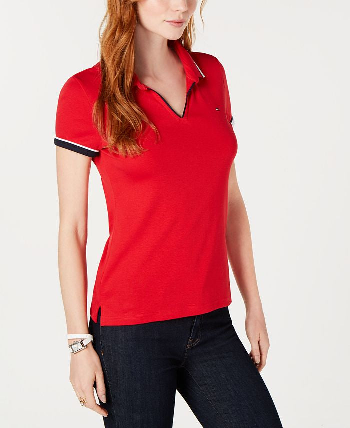 Tommy Hilfiger Cotton V-Neck Polo Top