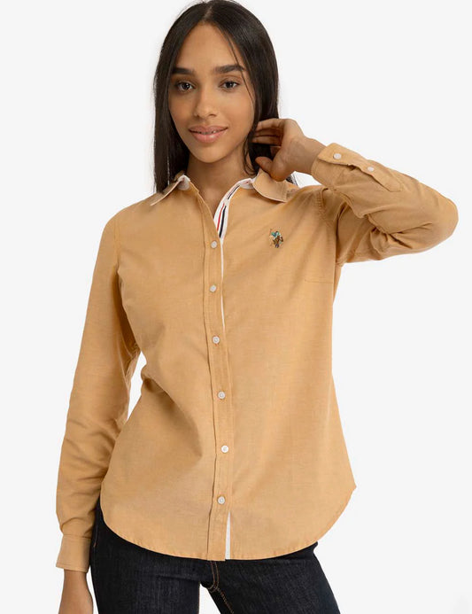 U.S Polo Assn Long Sleeve Solid Stretch Oxford Shirt
