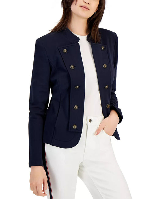 Tommy Hilfiger Women's Sky Captain Blue Military Stripe Jacket