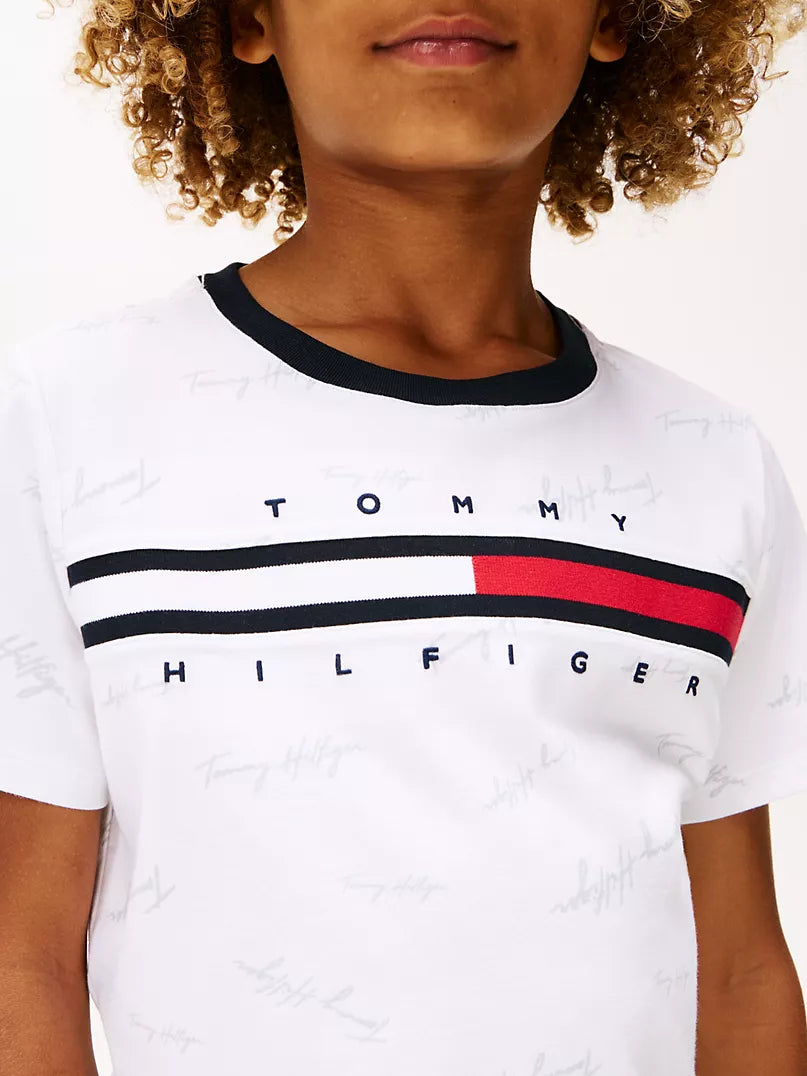 Tommy Hilfiger-Kids' Signature Flag Stripe Logo T-Shirt