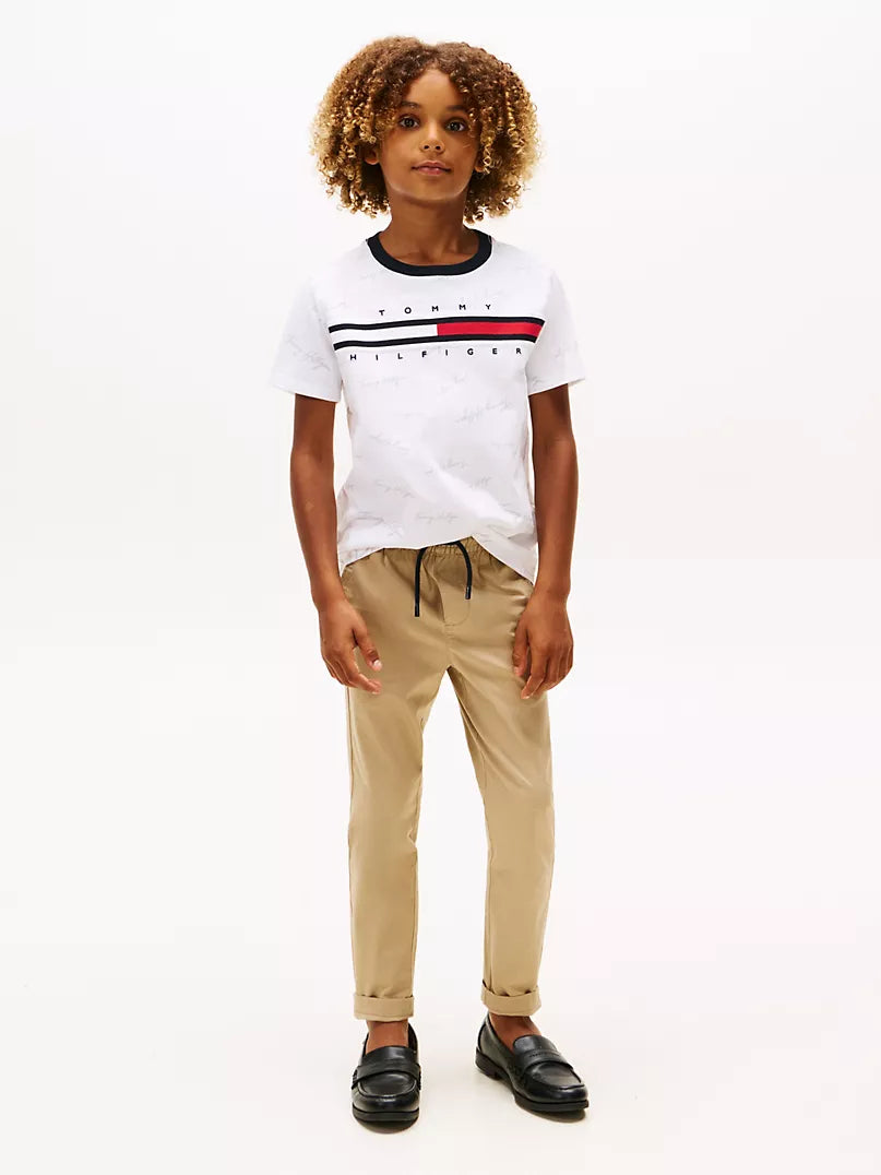 Tommy Hilfiger-Kids' Signature Flag Stripe Logo T-Shirt