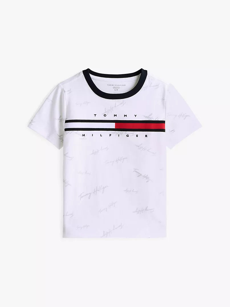 Tommy Hilfiger-Kids' Signature Flag Stripe Logo T-Shirt