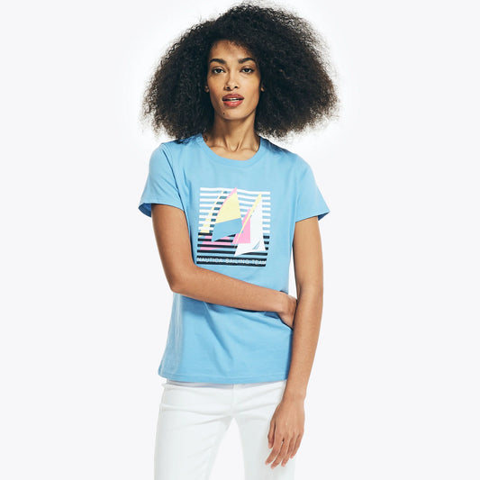 Nautica Sustainably Crafted Striped Sailboat Graphic T-Shirt