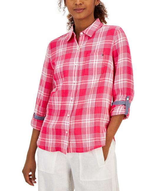 Tommy Hilfiger Women's Patio Plaid Roll Tab Roll Tab