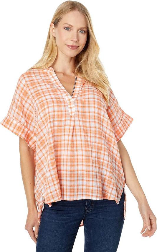 Tommy Hilfiger Short Sleeve Plaid Popover