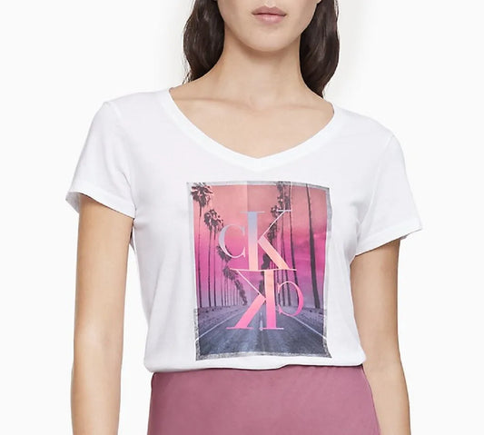 Calvin Klein Women's Palm Sunset V-Neck T-Shirt