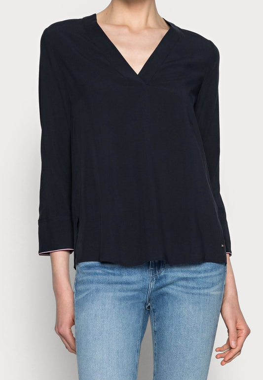 Tommy Hilfiger Viscose Crepe V-Neck Blouse