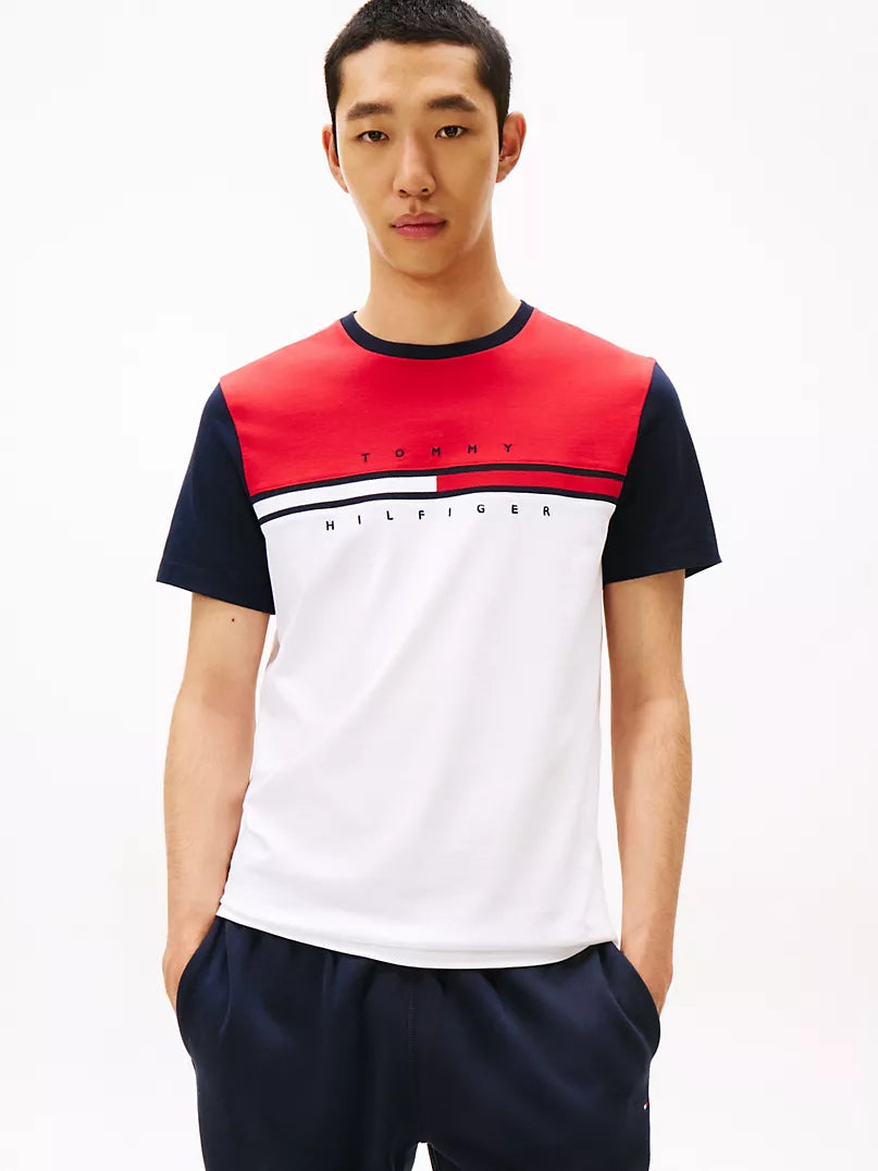 Tommy Hilfiger-Colorblock Flag Stripe Logo T-Shirt
