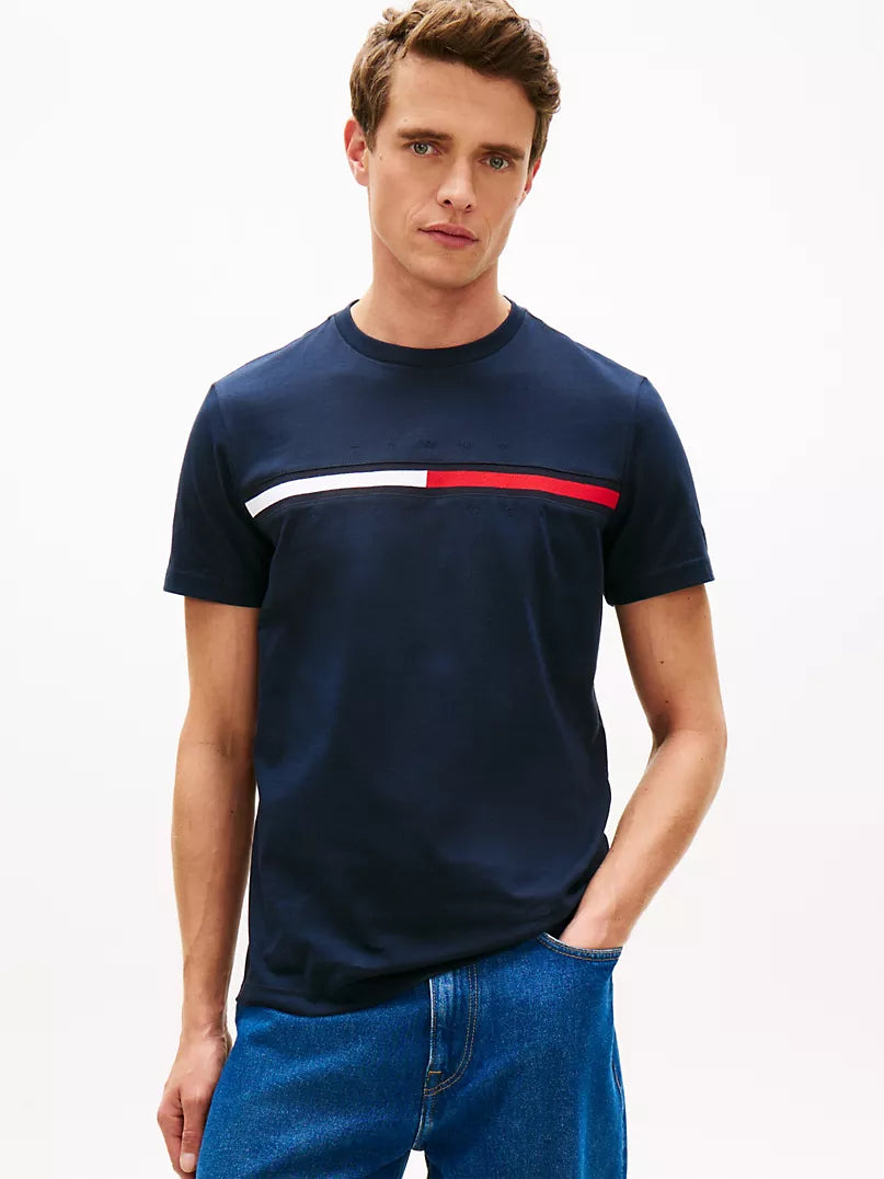 Tommy Hilfiger-Embroidered Flag Logo T-Shirt