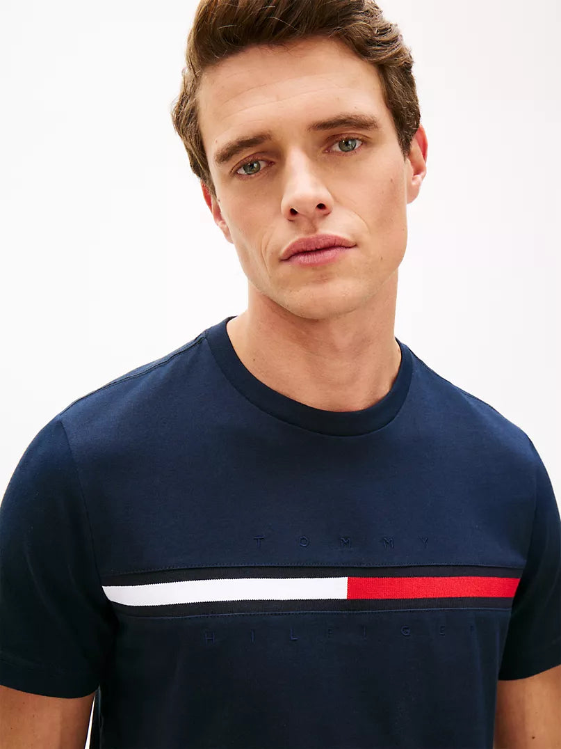 Tommy Hilfiger-Embroidered Flag Logo T-Shirt