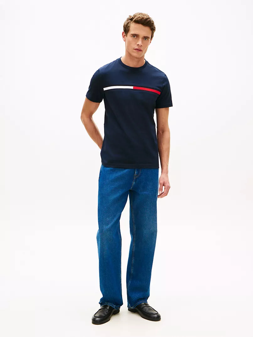Tommy Hilfiger-Embroidered Flag Logo T-Shirt
