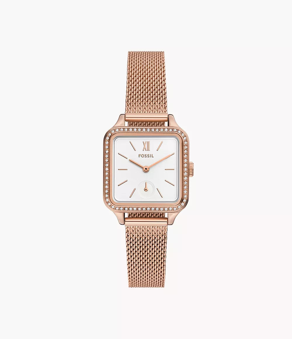 Fossil Colleen Three-Hand Rose Gold-Tone Stainless Steel Mesh Watch