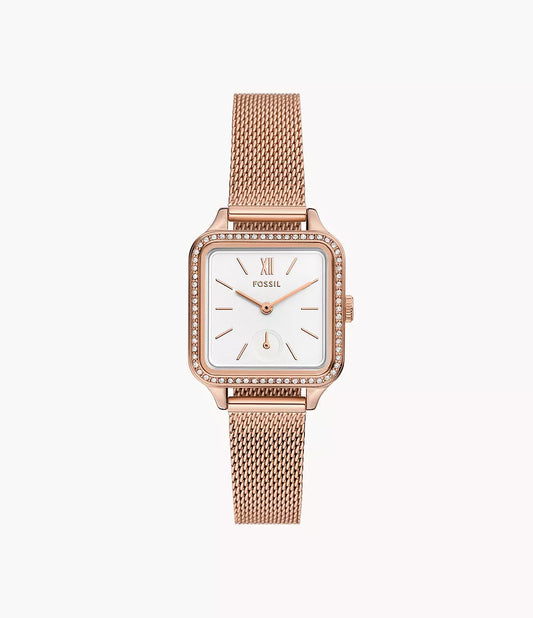 Fossil Colleen Three-Hand Rose Gold-Tone Stainless Steel Mesh Watch