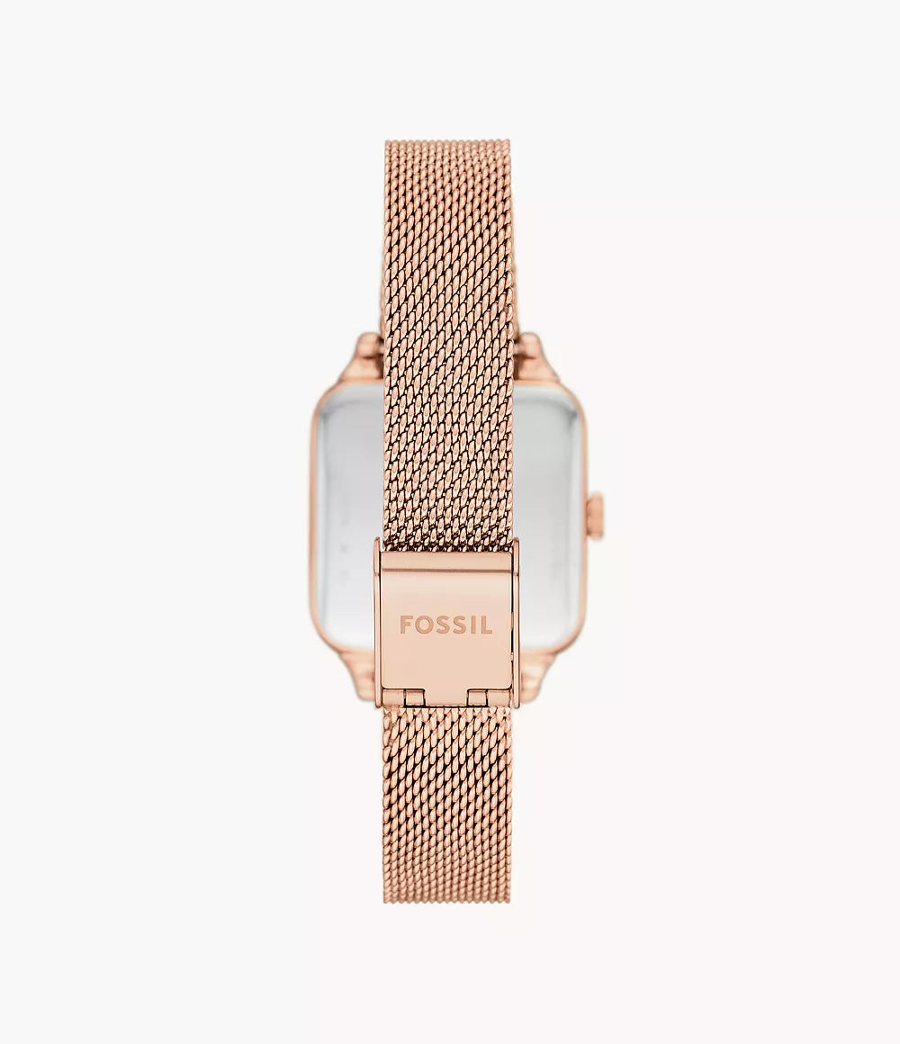 Fossil Colleen Three-Hand Rose Gold-Tone Stainless Steel Mesh Watch