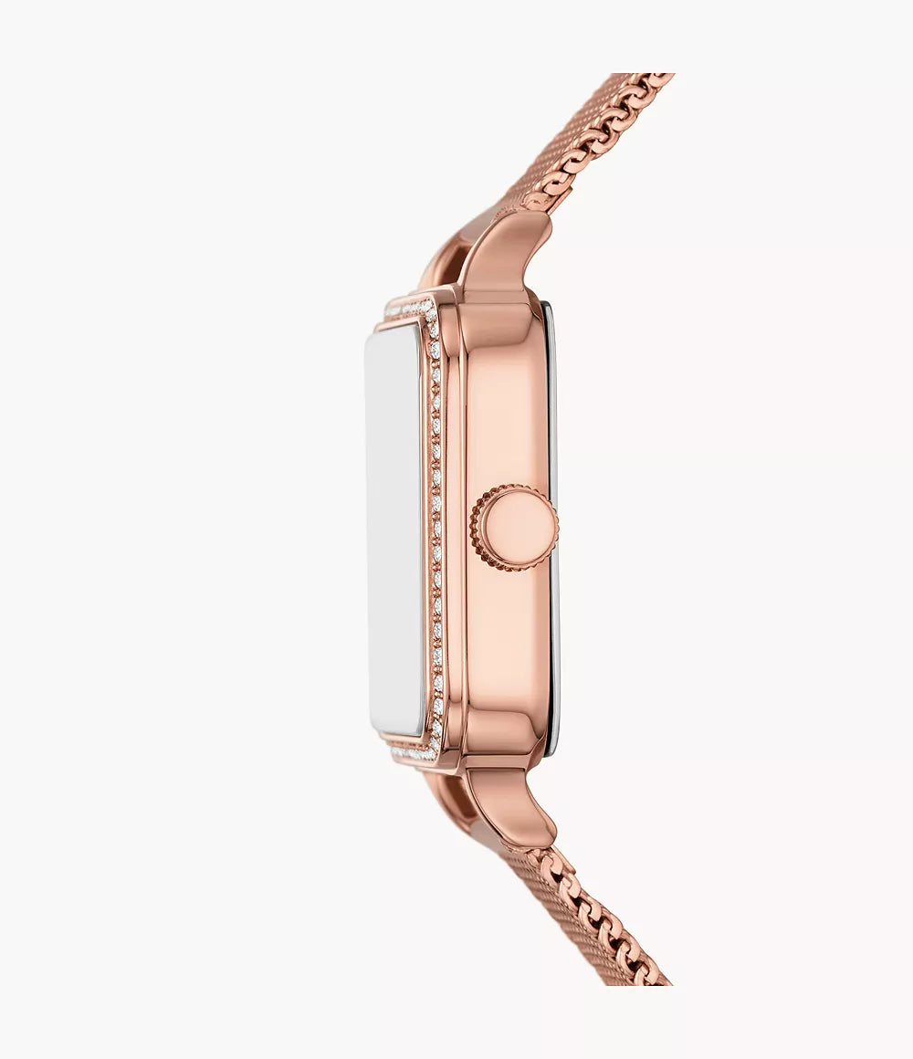 Fossil Colleen Three-Hand Rose Gold-Tone Stainless Steel Mesh Watch