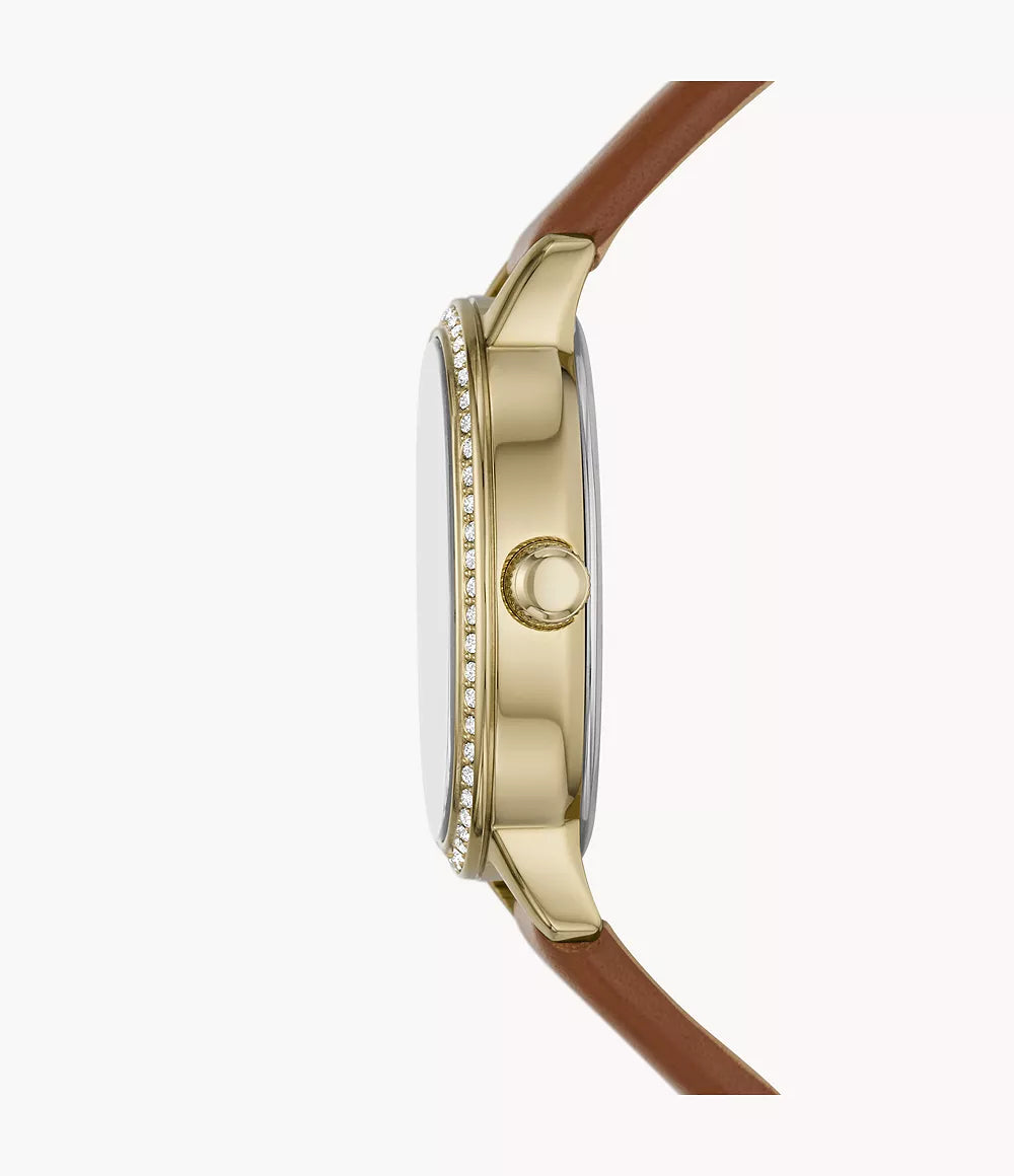 Fossil Penny Three-Hand Black Leather Watch