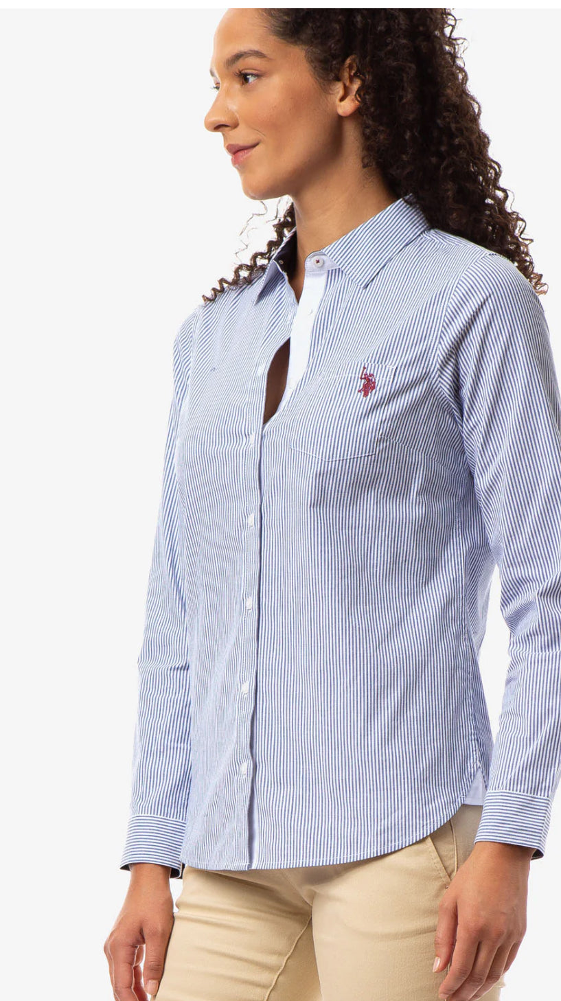 U.S Polo Assn Stripped Poplin Long Sleeve Shirt