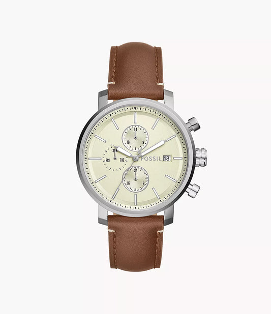 Fossil Rhett Multifunction Brown LiteHide Leather Watch