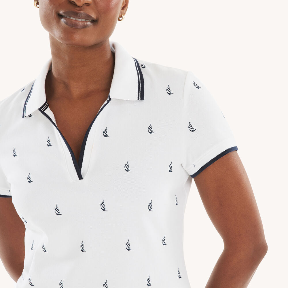 Náutica-printed split-neck polo