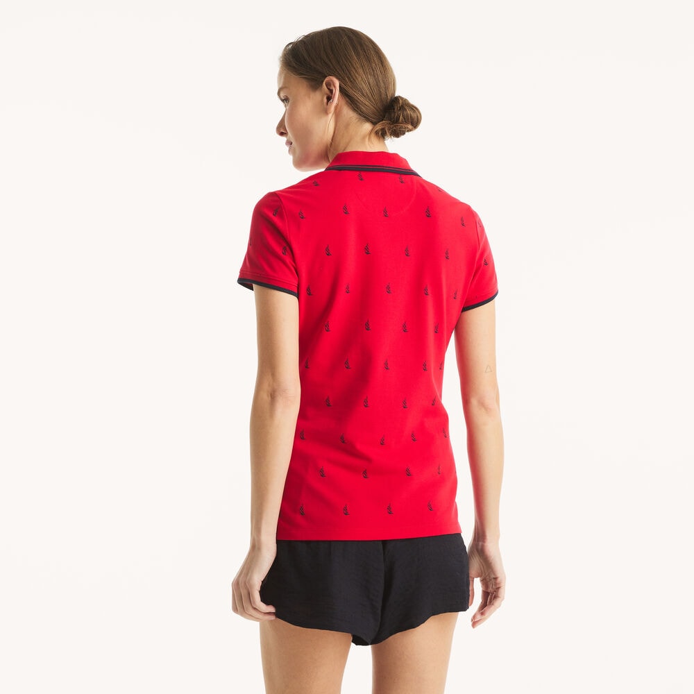 Náutica-printed split-neck polo
