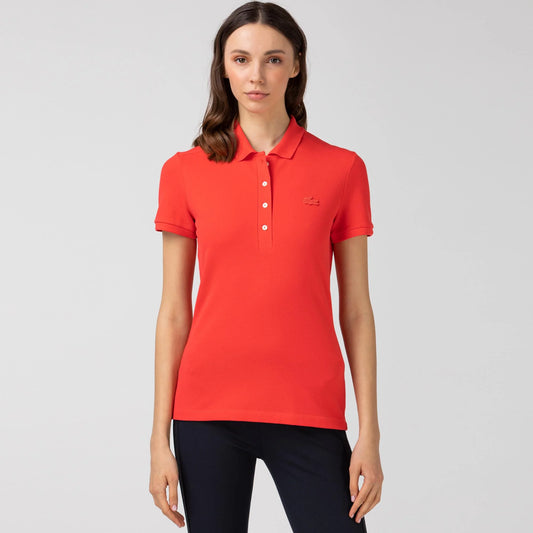 Lacoste Women's Stretch Cotton Piqué Polo Red Shirt