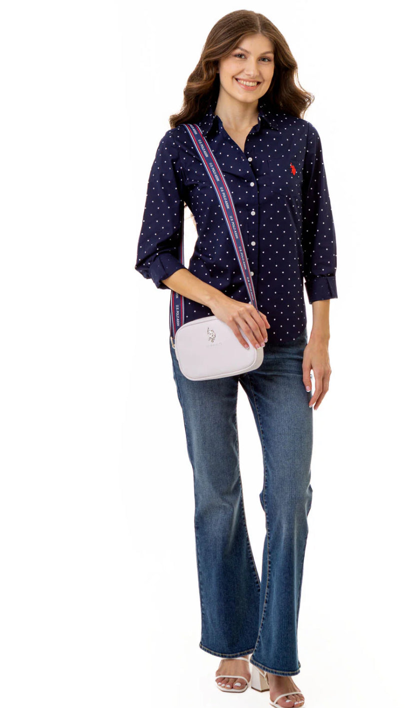 U.S Polo Assn Dot Print Long Sleeve Poplin Shirt