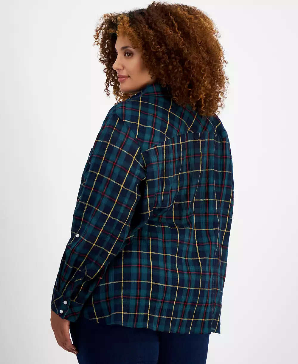 Tommy Hilfiger Plus Size Plaid Button-Front Shirt