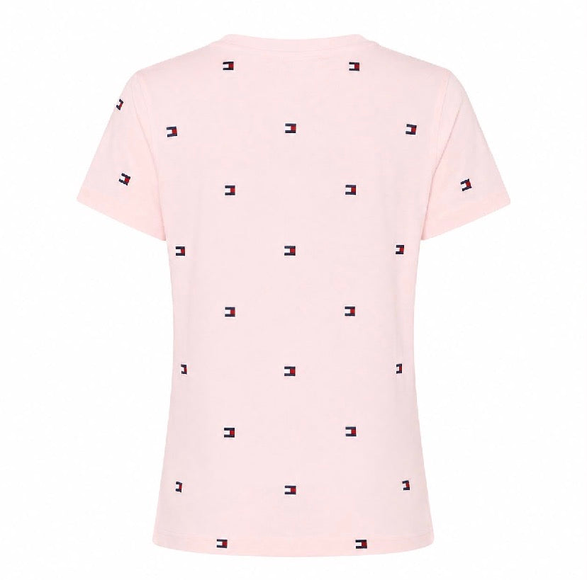 Tommy Hilfiger-Allover Flag V-Neck Favorite T-Shirt