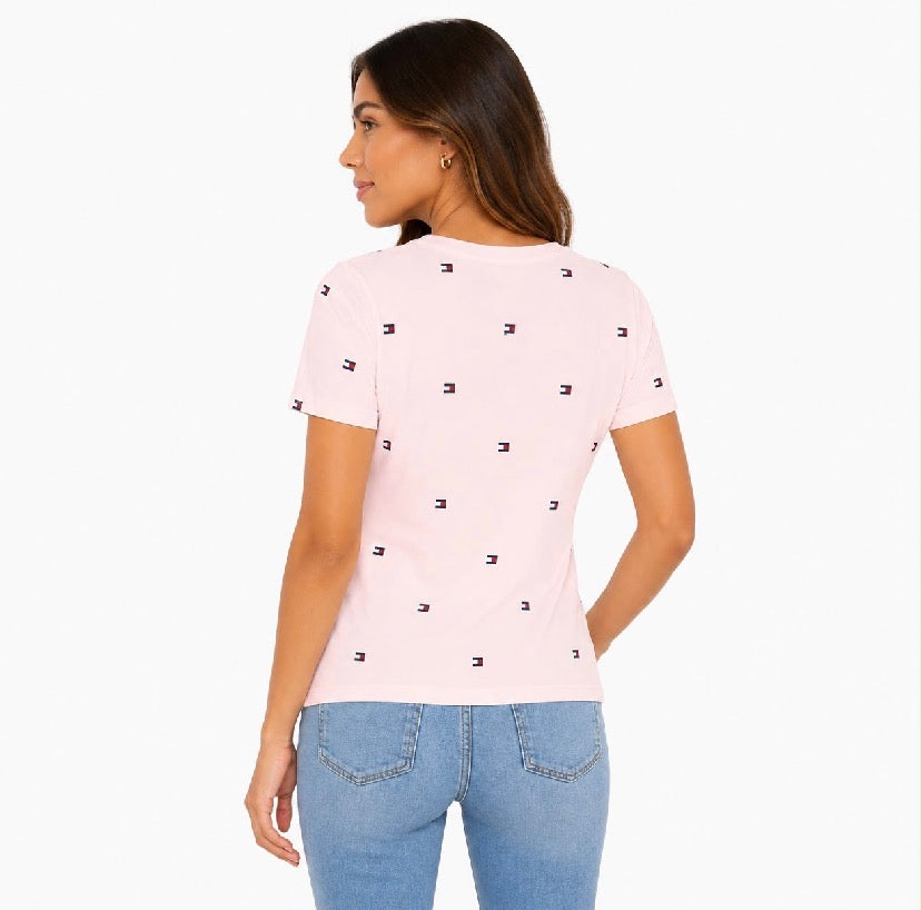 Tommy Hilfiger-Allover Flag V-Neck Favorite T-Shirt
