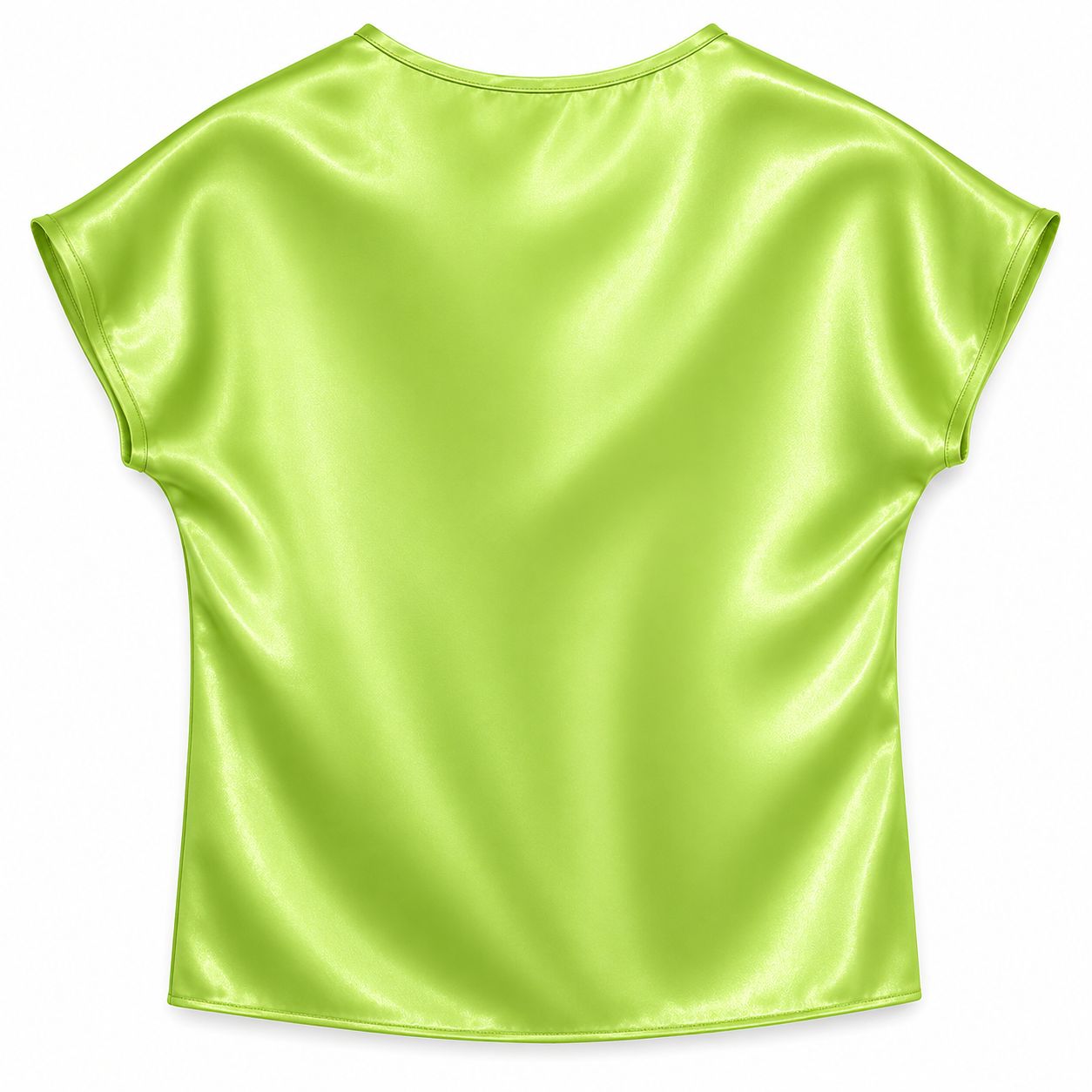 Nicole Miller New York lime green satin blouse with V-neck