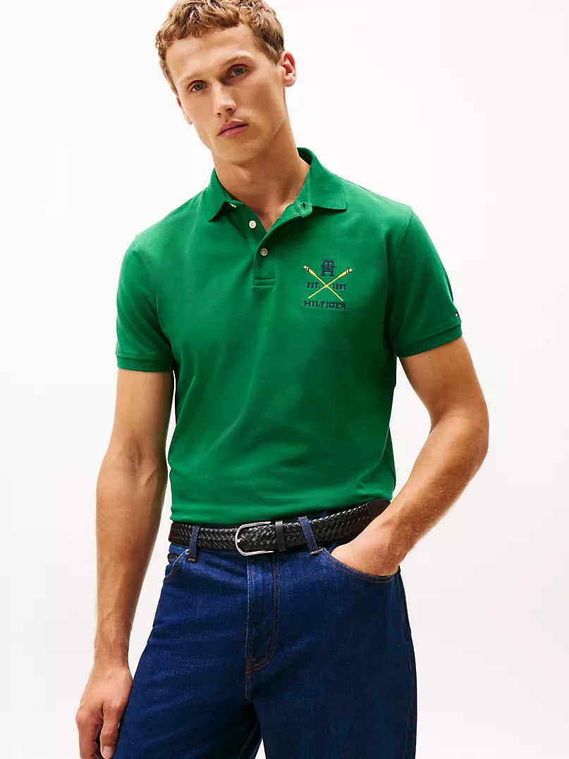 Tommy Hilfige-Regular Fit Embroidered Stripe Polo