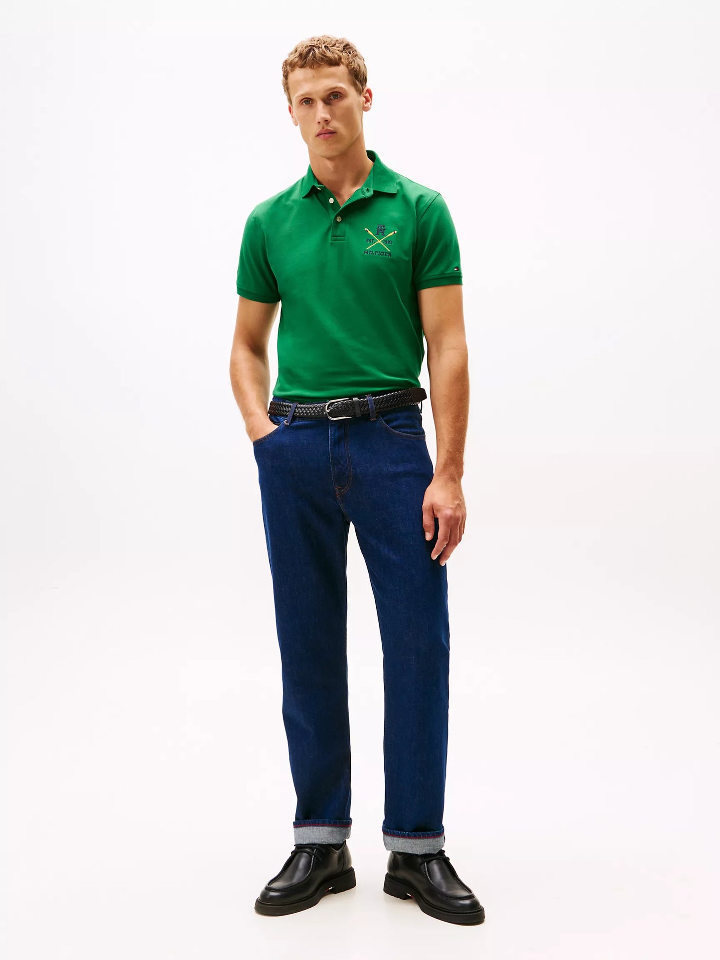 Tommy Hilfige-Regular Fit Embroidered Stripe Polo