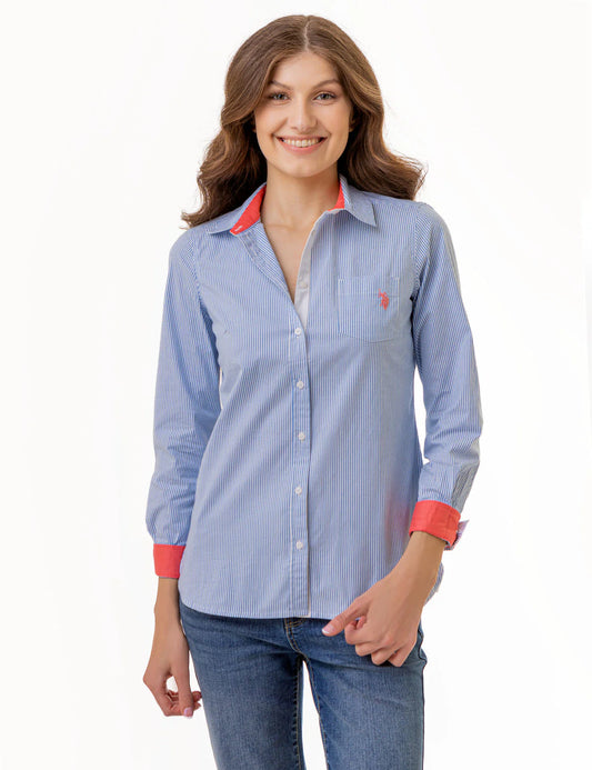 U.S Polo Assn Solid Stripped Poplin Shirt