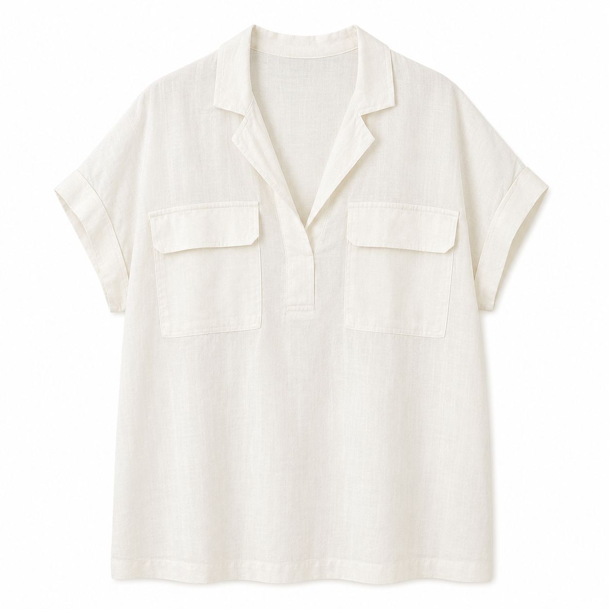 Cable & agache Studio White pullover design blouse with laper collar Women’s