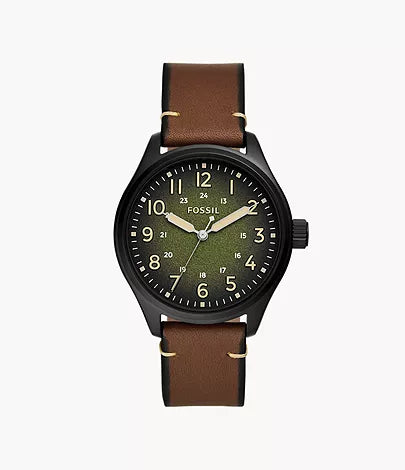 Fossil  Easton Three-Hand Brown Leather Watch