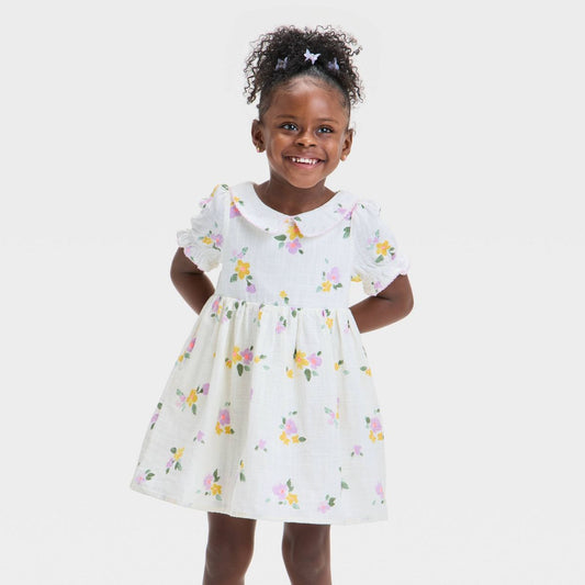 Cat & Jack-Vestido floral para niña pequeña - Cat & Jack™ Crema