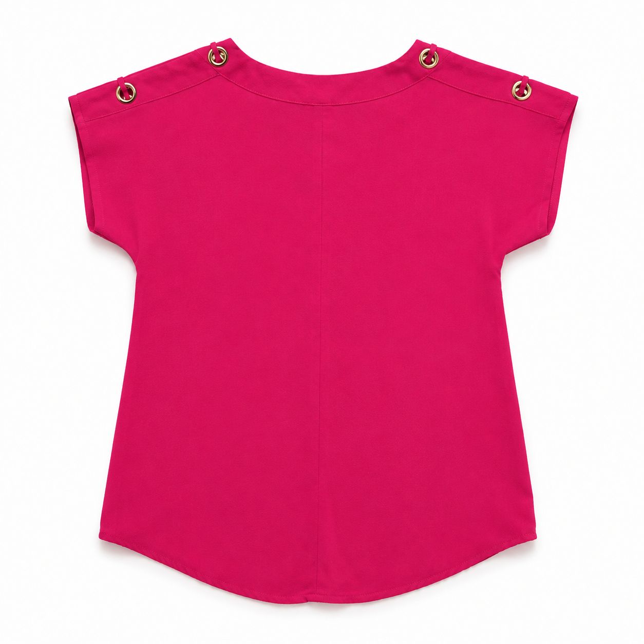 Spense Fuchsia round neck blouse has a design with metallic button details