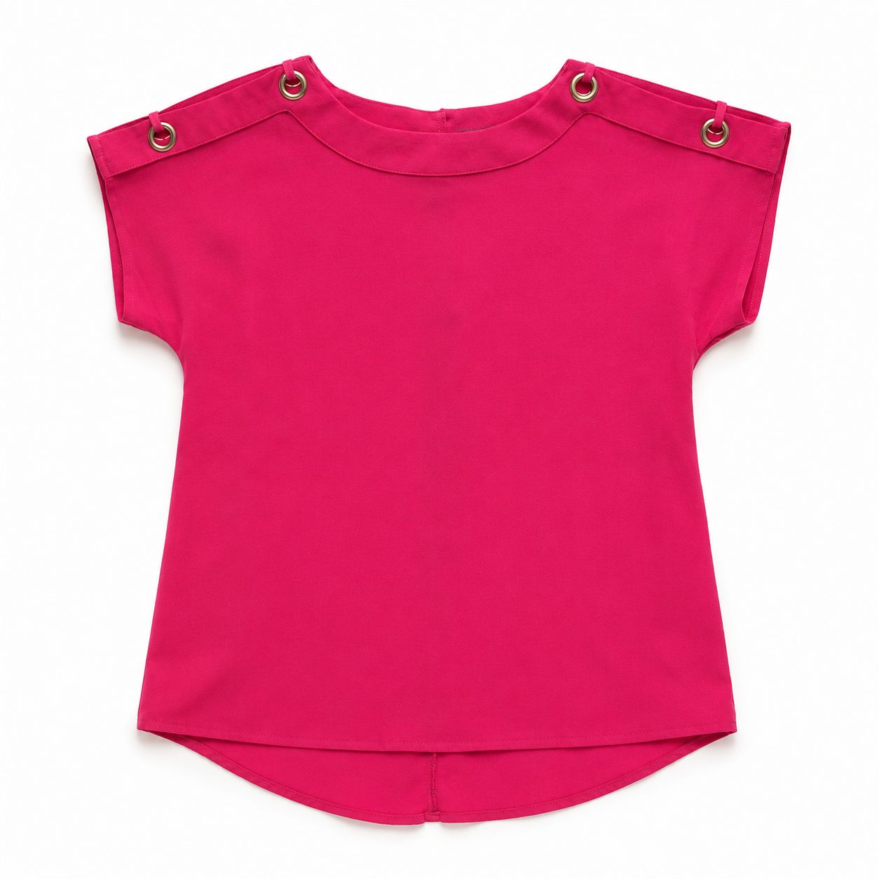 Spense Fuchsia round neck blouse has a design with metallic button details